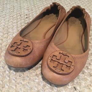 Tory Burch Reva flats tumbled leather tan sz 8